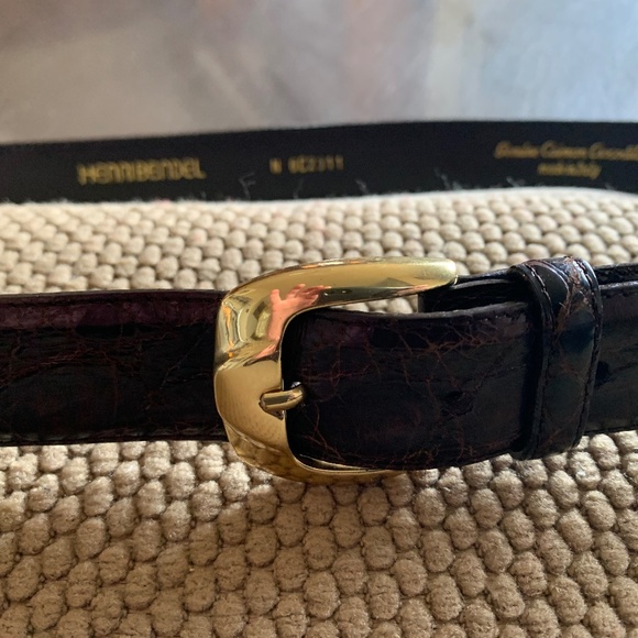 Vintage Henri Bendel Brown Genuine Caiman Crocodile Belt-34 inches- minimal wear - Picture 1 of 16